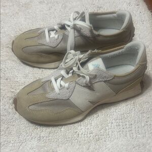 New Balance Beige and White Casual Sneakers